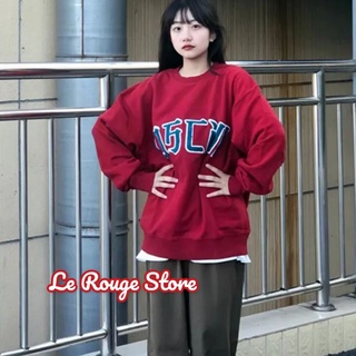 (ORDER) Áo sweater nữ nỉ da cá màu đỏ đô tôn da in chữ font hot trend cá tính phong cách nữ sinh Hàn Quốc có size