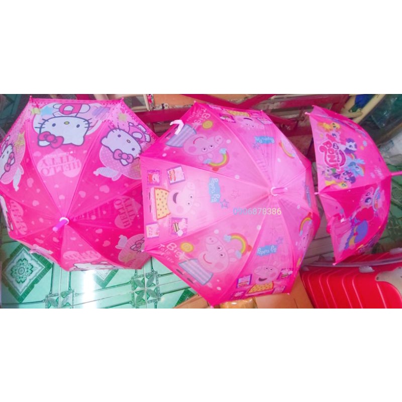 Ô dù công chúa Elsa Hello Kitty Ngựa Pony Heo peppa chuột Mickey Doremon cho bé gái