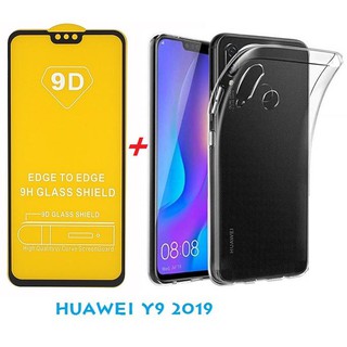 kính cường lực 9D full màn hình Huawei y9 2019 + Ốp Lưng Silicon