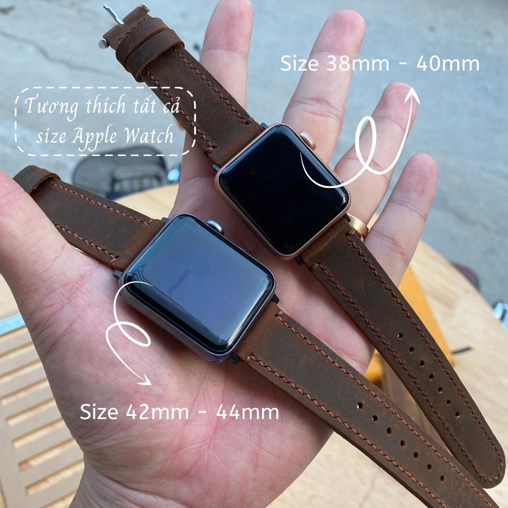 Dây Apple Watch Vnstrap dây đeo đồng hồ Apple Watch series 3 4 5 6 7 se da bò sáp 38mm 40mm 42mm 44mm iwatch M5