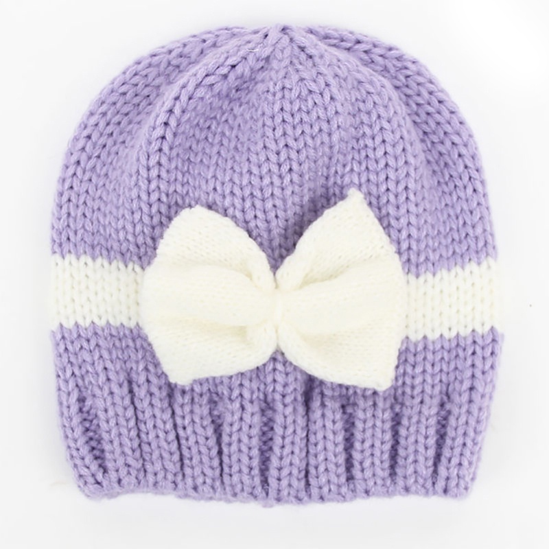 Mũ Beanie Đan Len Đính Nơ Dễ Thương Cho Bé Gái Sơ Sinh