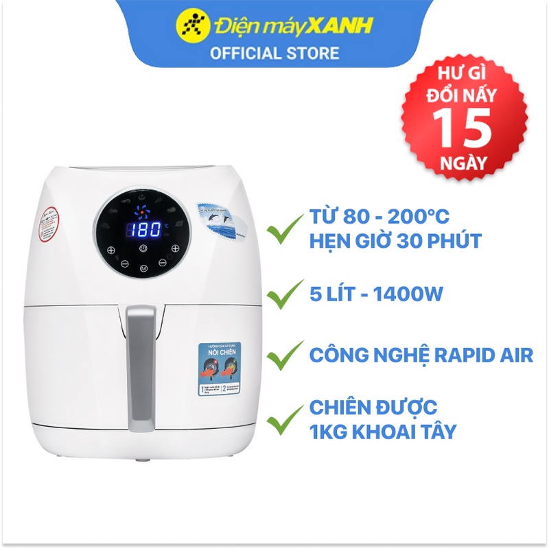 [Mã ELHADEV giảm 4% đơn 300K] Nồi chiên không dầu Perfect PF-D88 5 lít Công suất 1400W BH 12 tháng, Chính hãng