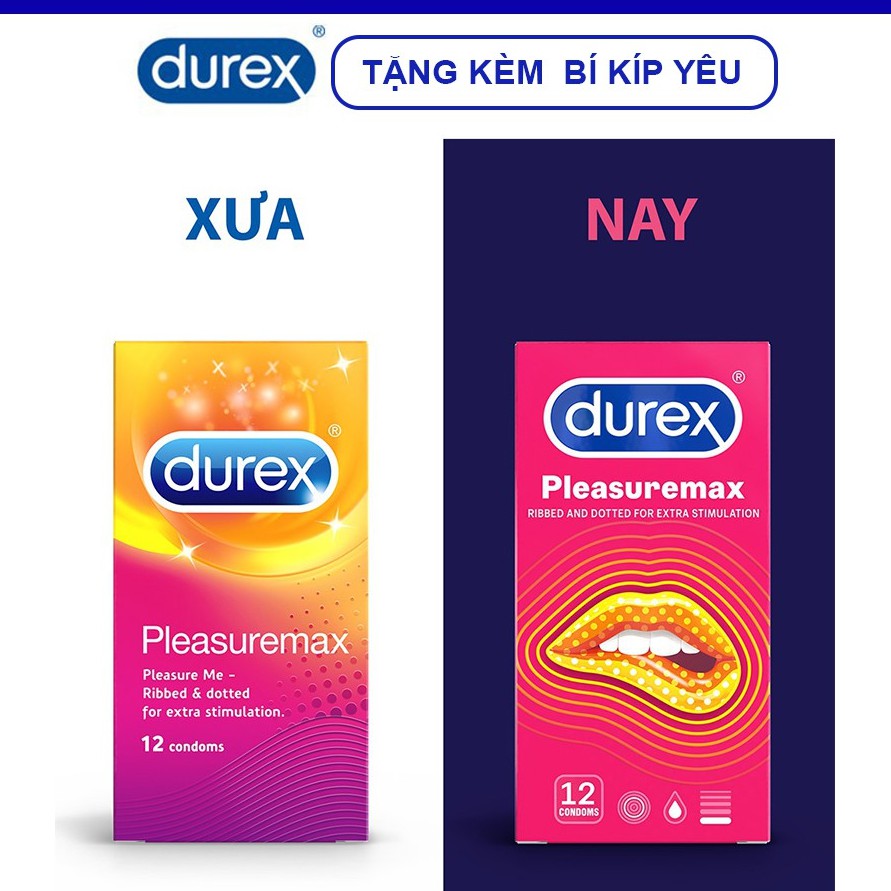 Bao Cao Su Durex Pleasuremax Hạt Nổi 56mm Hộp 12 Bao  - Hỗ Trợ Tăng Hưng Phấn Khi Quan Hệ [Có che tên sản phẩm]