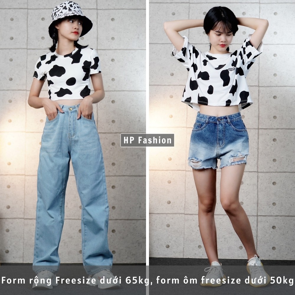 Áo Croptop Bò Sữa dáng rộng phong cách Ulzzang hottrend