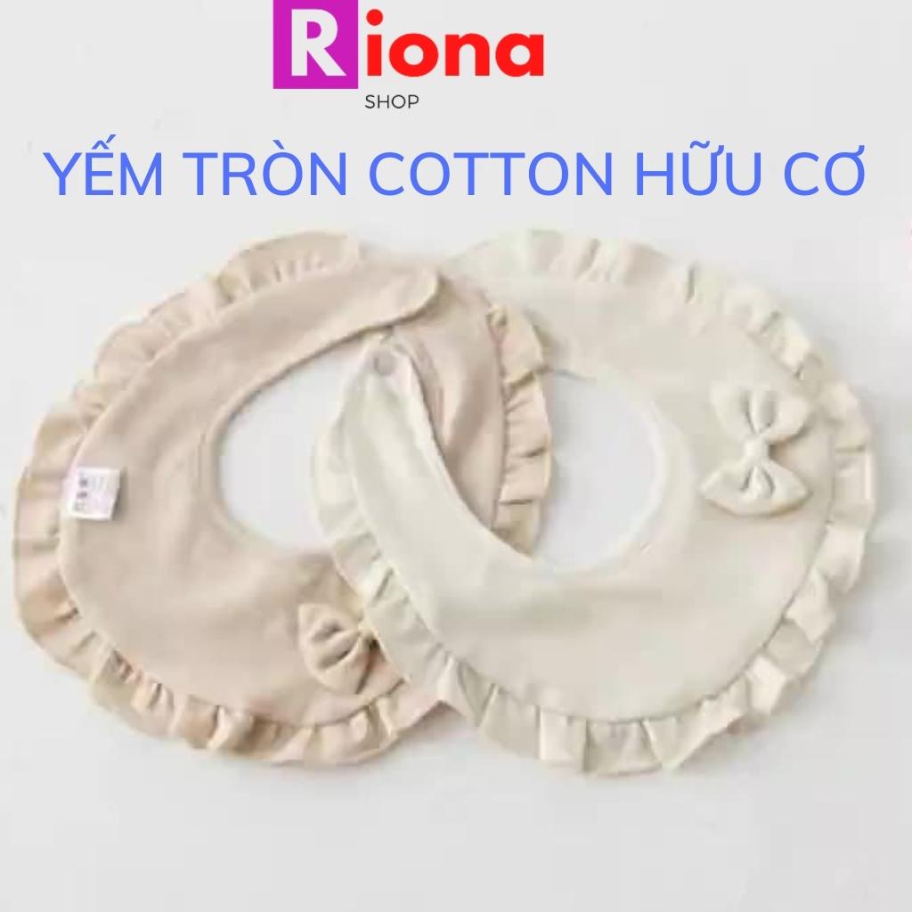 Yếm tròn cho bé, yếm dãi cotton hữu cơ mềm mịn, cúc bấm - RIONASHOP