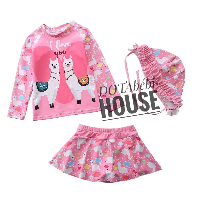 nhiều mẫu [7-22kg] (có nón) Đồ bơi rời dài tay dạng váy có lót đùi cho bé gái mã SW0118