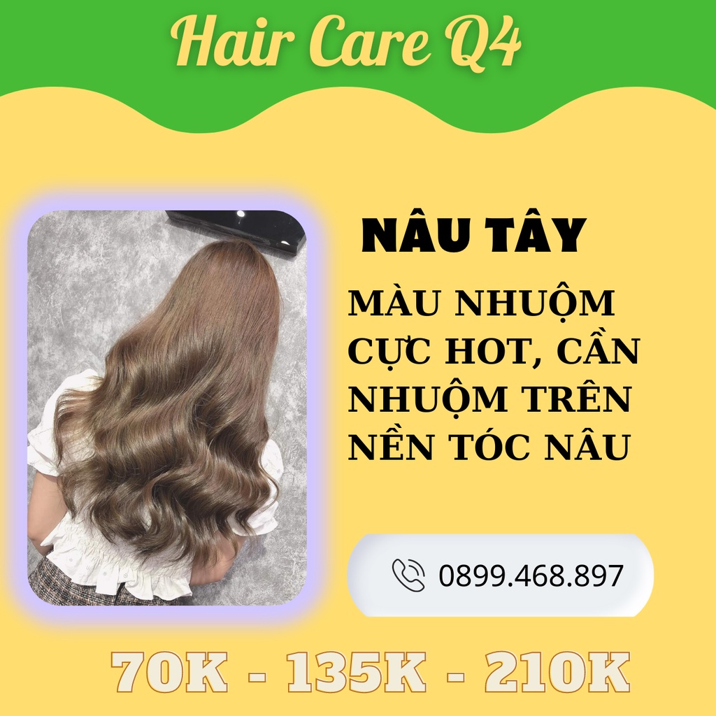 Thuốc nhuộm tóc Màu nâu tây, nâu sáng, nâu ánh kim, nâu ánh xám nâu trà không tẩy - Hair CAre Q4