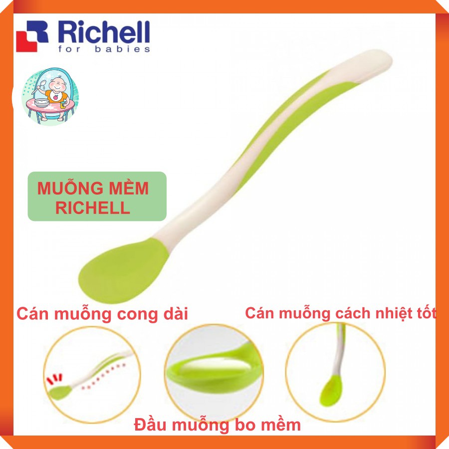 Thìa Mềm/ Thìa Nhựa Ăn Dặm Cho Bé Richell Nhật Bản Muỗng Ăn Dặm Chính Hãng