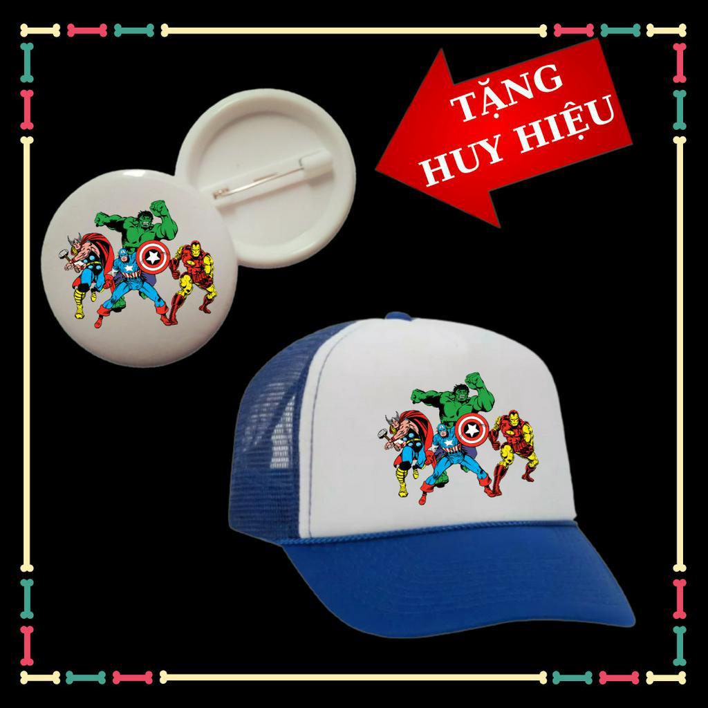 Nón kết bé trai in mẫu siêu anh hùng Marvel siêu ngầu-Tặng Huy hiệu siêu nhân Marvel