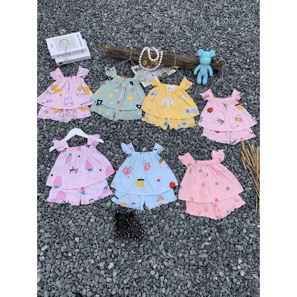 SALE BỘ LANH LỤA HAI DÂY MỀM MỊN MÁT BÉ GÁI SIZE 10-23KG(LL)