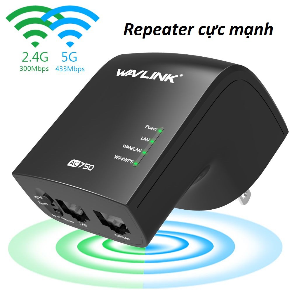 Bộ phát sóng Router/ Bộ tiếp sóng Reapater WAVLINK AC750 REPEATER