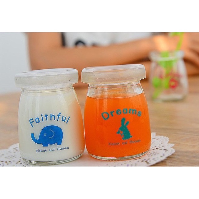 Hũ Thuỷ Tinh làm sữa chua có nắp in Hình 100ml | BigBuy360 - bigbuy360.vn