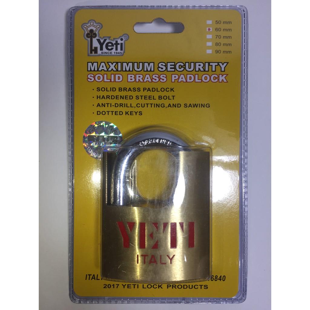 Ổ Khóa Cửa Chống Cắt Yeti 60mm Đồng Thau ( Chính Hãng)