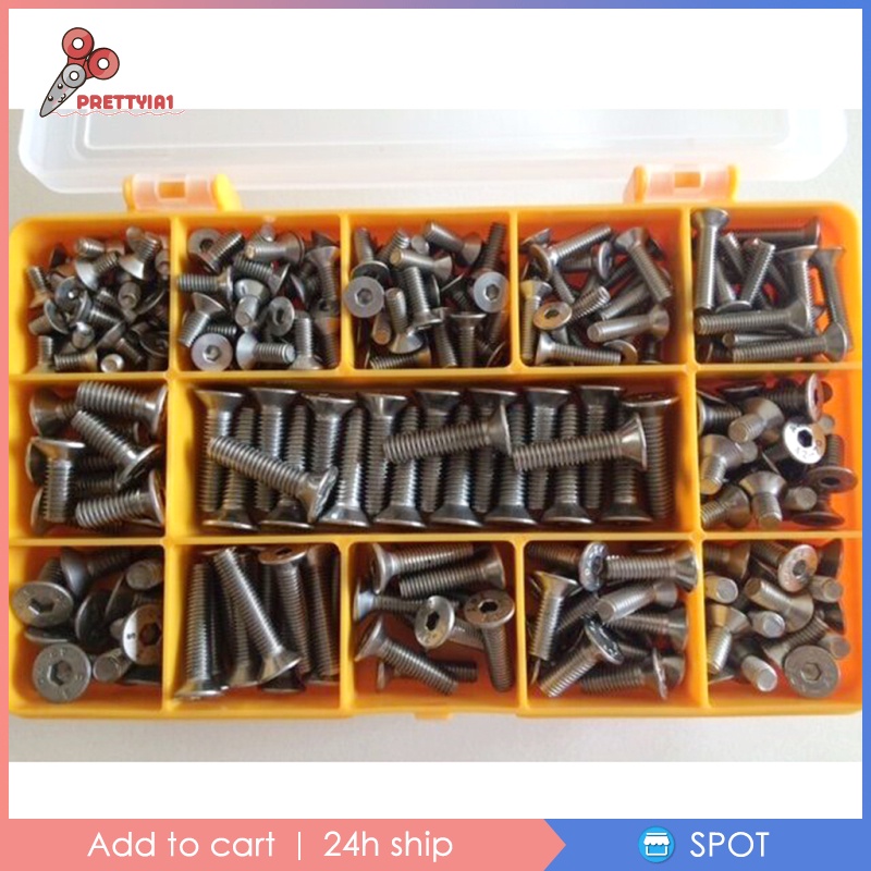 Hộp 260 Ốc Vít Bằng Thép Không Gỉ M4 M5 M6 Đa Năng Tiện Dụng