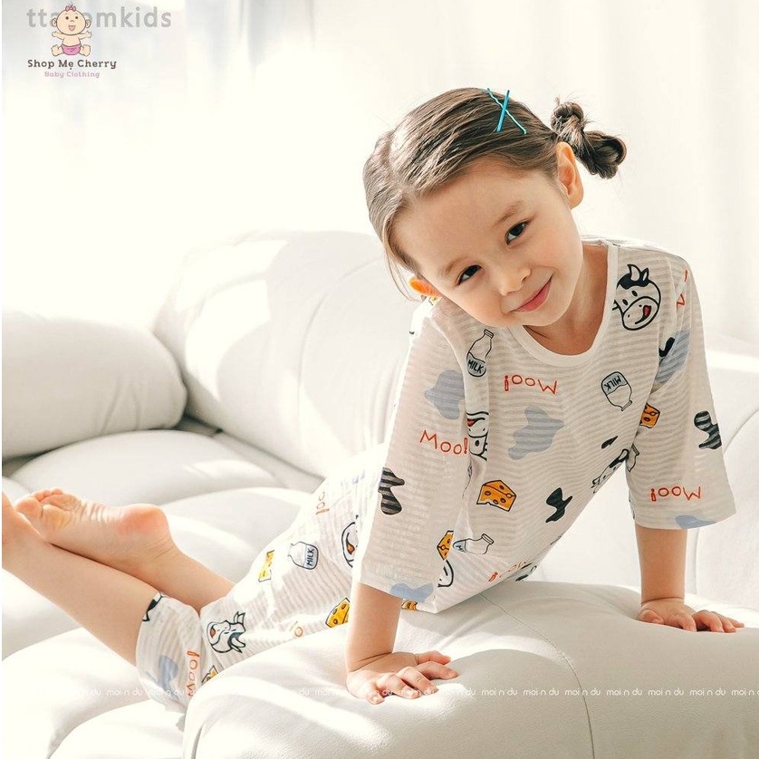 Bộ Lửng Cao Cấp Trẻ Em Của Hãng Ttasom, Chất Cotton Giấy Organic, Mẫu Bò Sữa