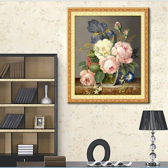 Tranh thêu Bình hoa mẫu đơn A889 / hh0656 ( 62 x72