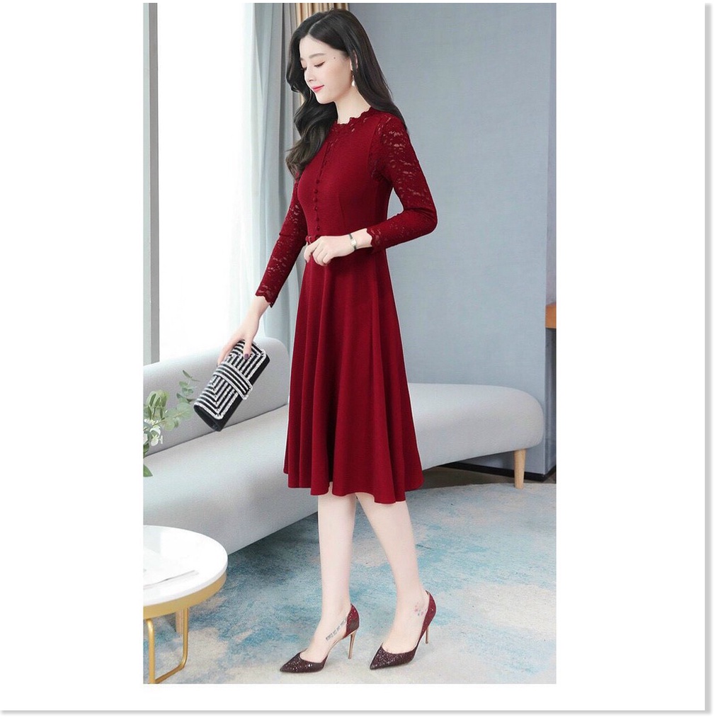Đầm poly 2 da phối voan nữ siêu xinh cho các chị em KME FASHION