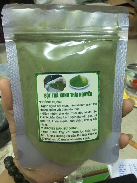 1 lạng bột trà xanh Thái Nguyên nguyên chất 100% handmade | Thế Giới Skin Care