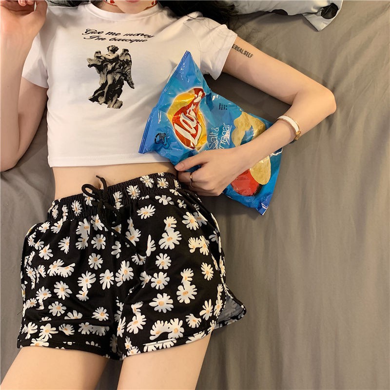 IELGY   Quần Đùi Voan Hoa Form Rộng Xinh Xắn Cho Nữ