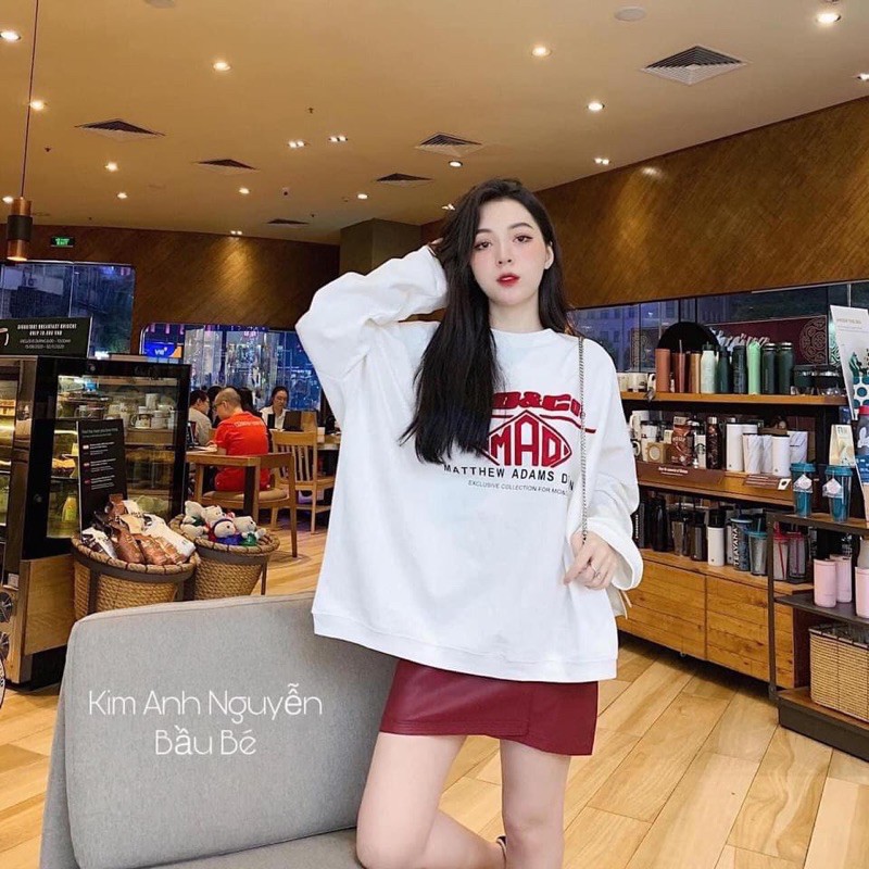 Set áo nỉ oversize chân váy đỏ