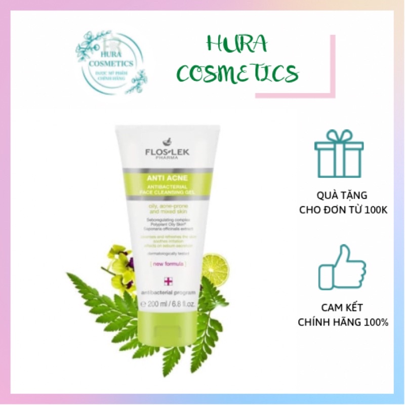 Floslek sữa rửa mặt dành cho da dầu mụn dạng gel FLOSLEK 125ML, 200ML