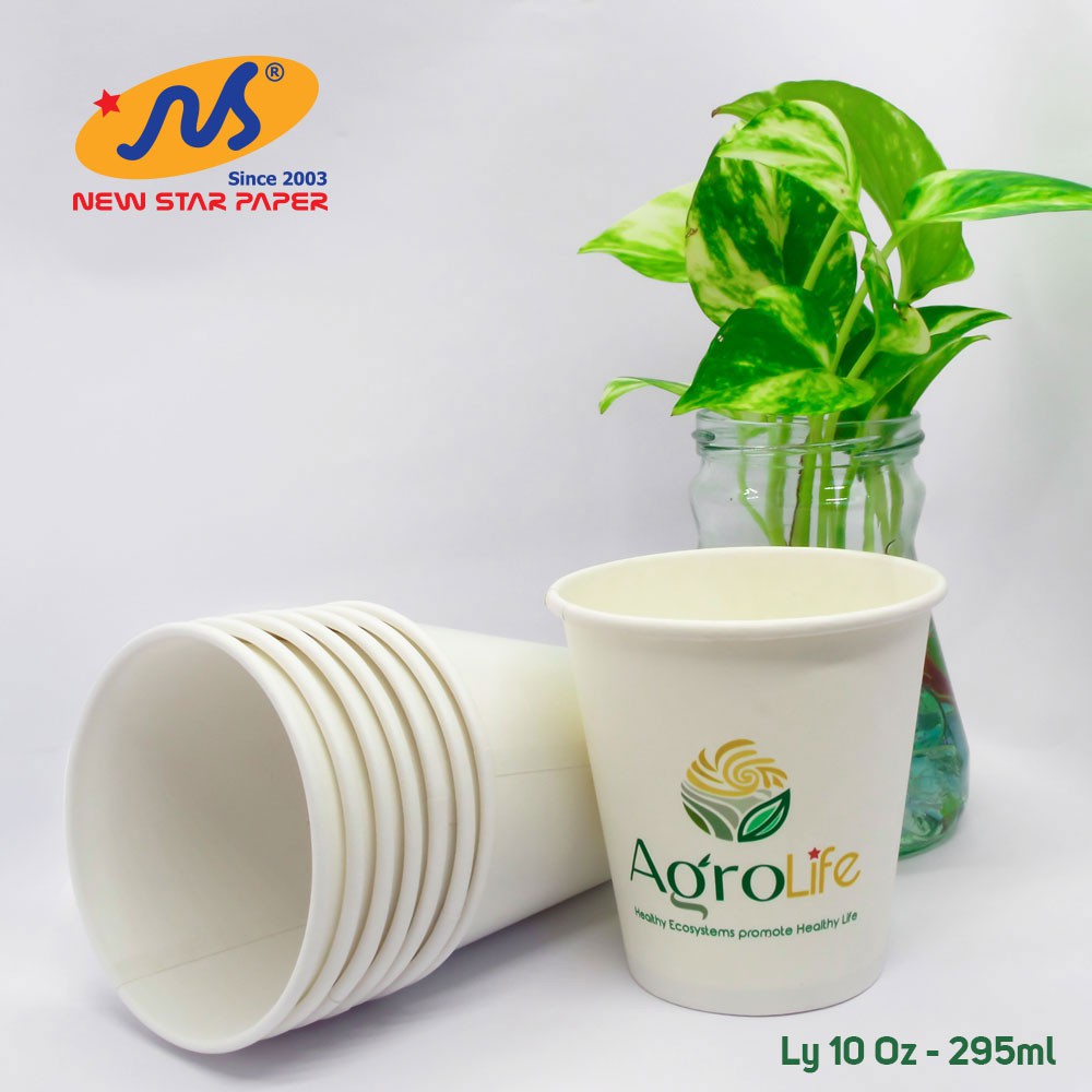 Lốc 50 ly giấy trắng trơn 10oz~295ml hiệu AgroLife | BigBuy360 - bigbuy360.vn