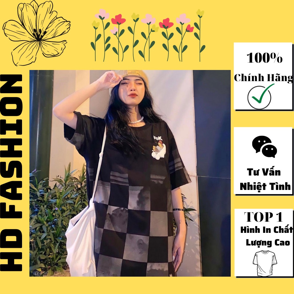 Áo Thun Nam - Áo PHông Cổ Tròn Nam Nữ Chất Vải 100% Cotton Mẫu Kẻ Ô VOK - Mã TCVOK