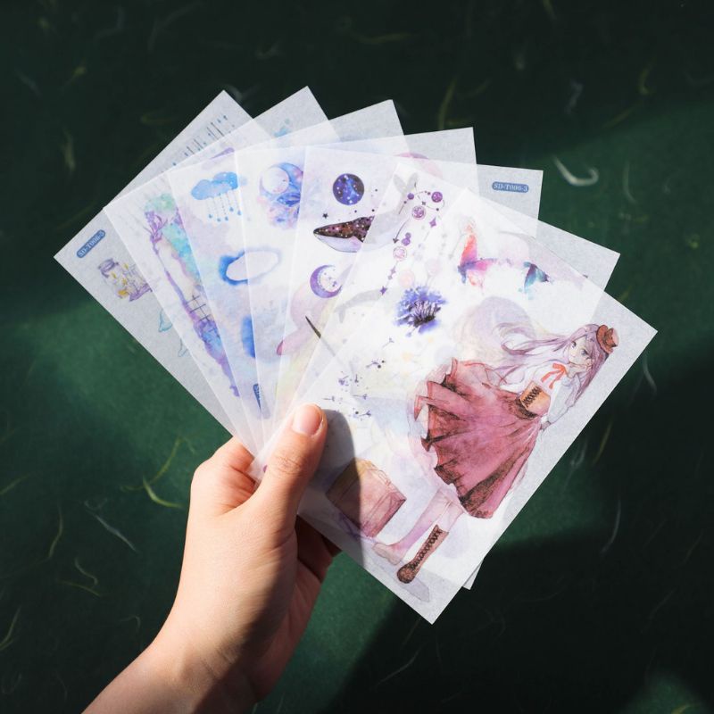 Set 6 Tấm Washi Sticker Cắt Sẵn