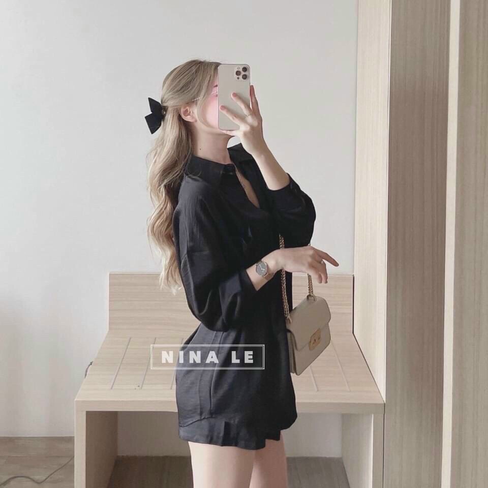 [ Miễn Phí Ship 2022 ] Set bộ tuyết nhung cổ sơ mi form dáng rộng kiểu dáng Hàn Quốc