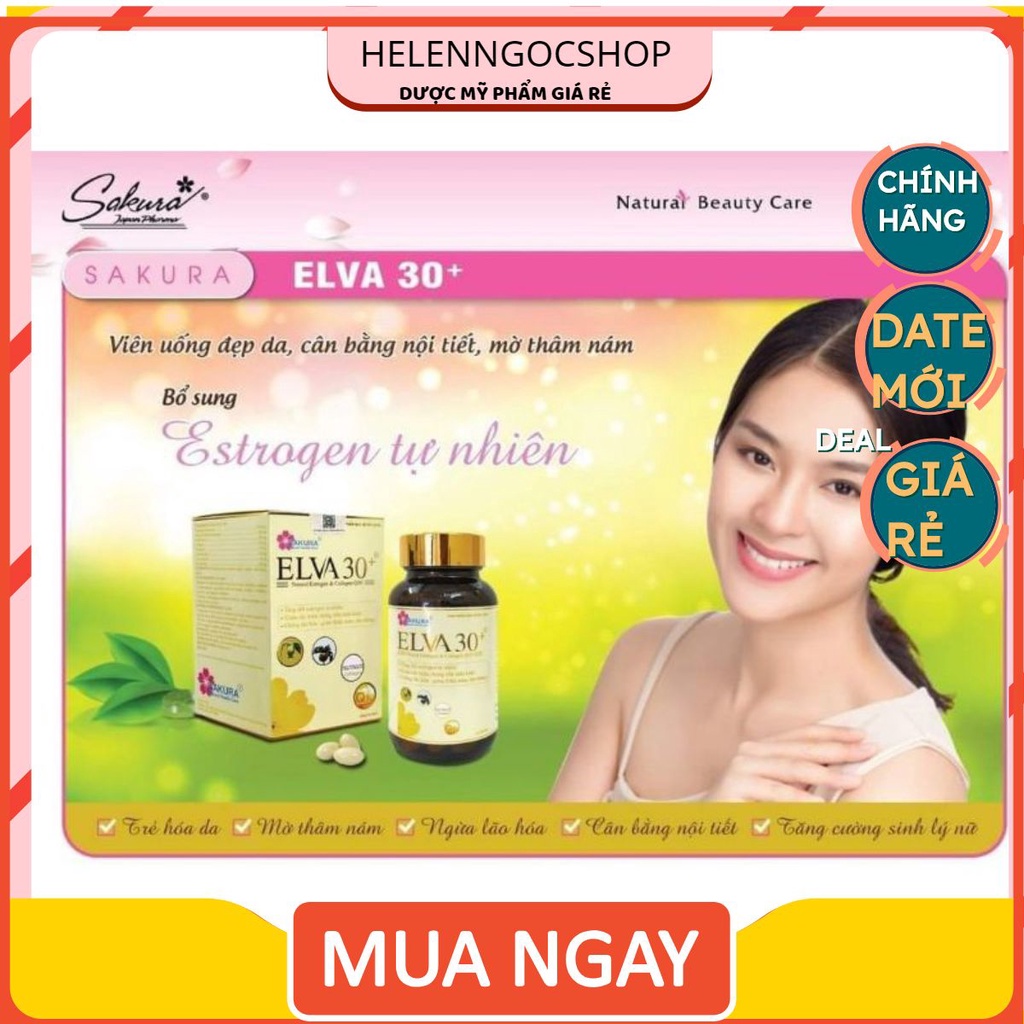 [MUA 3+1] Viên Uống tinh dầu hoa Anh Thảo Cân Bằng Nội Tiết Tố Sakura Elva 30+