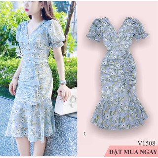 [HÀNG BIG SIZE] Váy hoa đuôi cá nhún bèo V1506 - Mạc đi biển - Dạo phố - Đi chơi cực sang