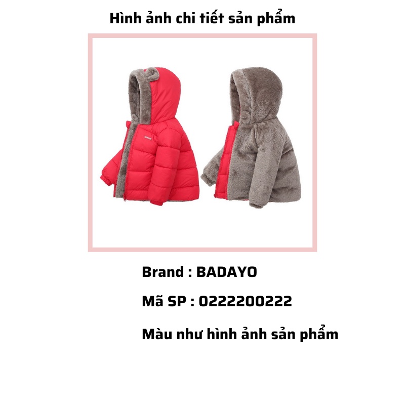 Áo phao béo lót lông cho bé khoác hàng Quảng Châu cao cấp siêu ấm trai gái  thời trang trẻ em BADAYO 0222200222