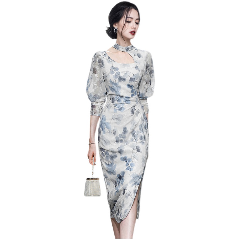 Đầm sườn xám một mảnh duyên dáng thanh lịch phong cách retro 2021