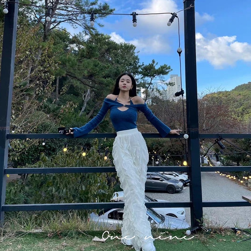 SUXI Áo Croptop Dệt Kim Thời Trang Mùa Thu Cho Nữ