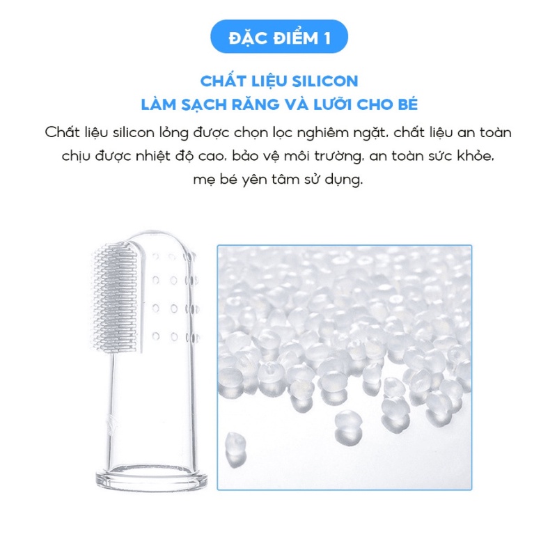Tưa lưỡi xỏ ngón silicon siêu mềm cho bé kèm hộp an toàn vệ sinh