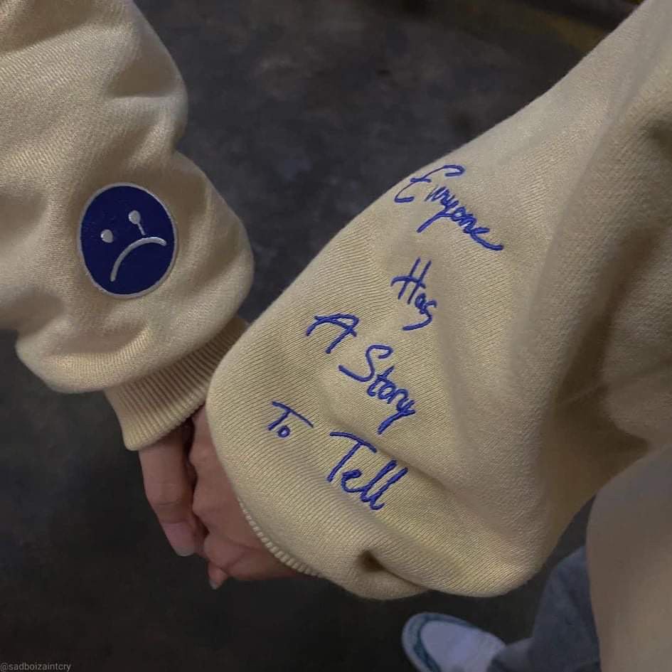 Hoodie SADBOIZ Vintage Sadstory Nam Nữ , Áo Khoác Nỉ Sad Story Màu Cream Limited Full Tag Logo Mặt BuồnSATO SHOP UNISEX