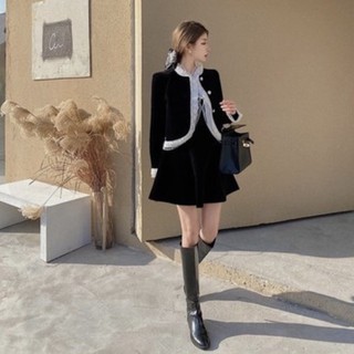 Set đồ ulzzang cổ ren chất nhung sang