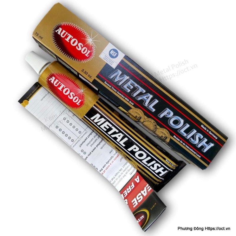 Kem Đánh Bóng Kim Loại Autosol Metal Polish dùng cho bề mặt đồng, sơn, inox, nhôm, viền điện thoại, lư đồng 75ml