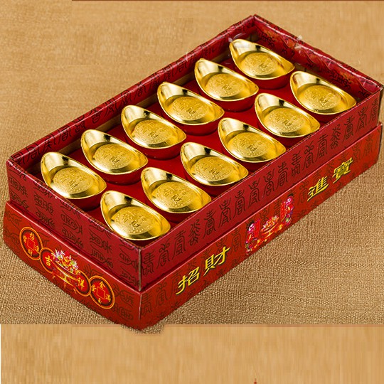Thỏi vàng hộp 12 nén đặc có chữ chiêu lộc