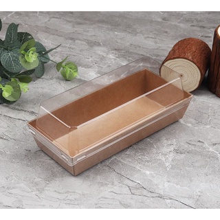Hộp giấy Kraft chữ nhật màu da bò nắp trong đựng bánh/thức ăn (set 10)