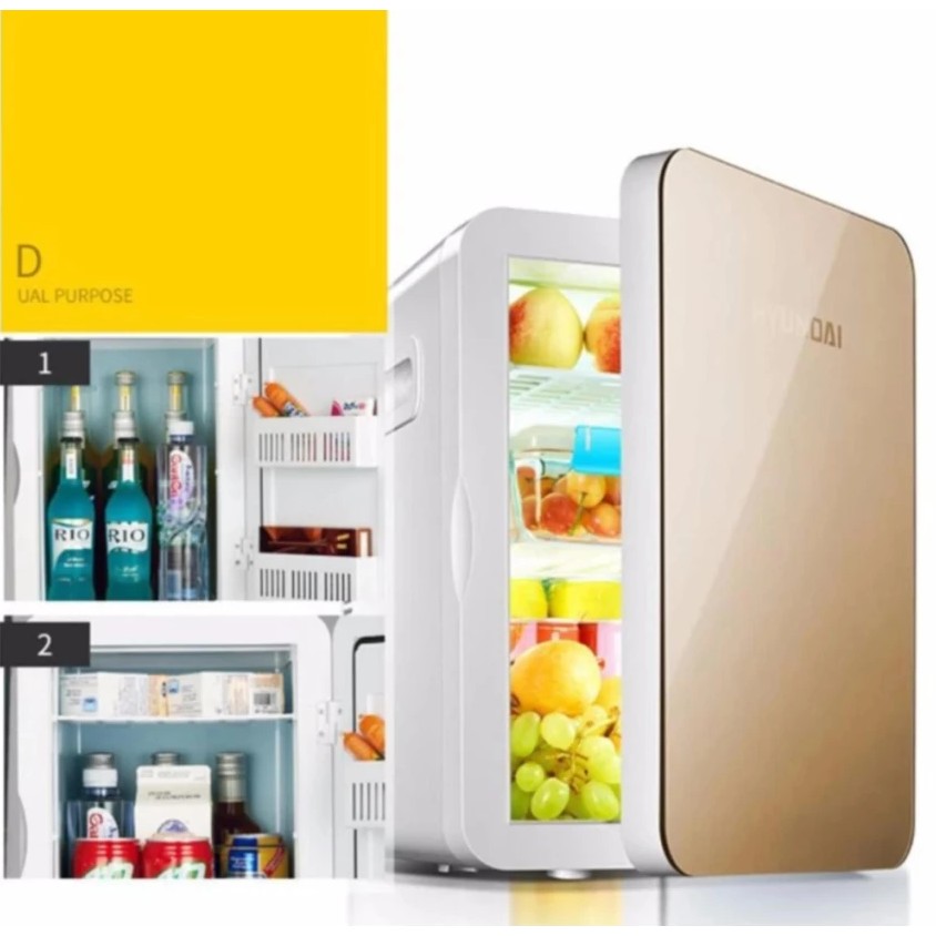 Tủ lạnh mini 20L cao cấp Huyndai sử dụng được 12V 220v nhập khẩu