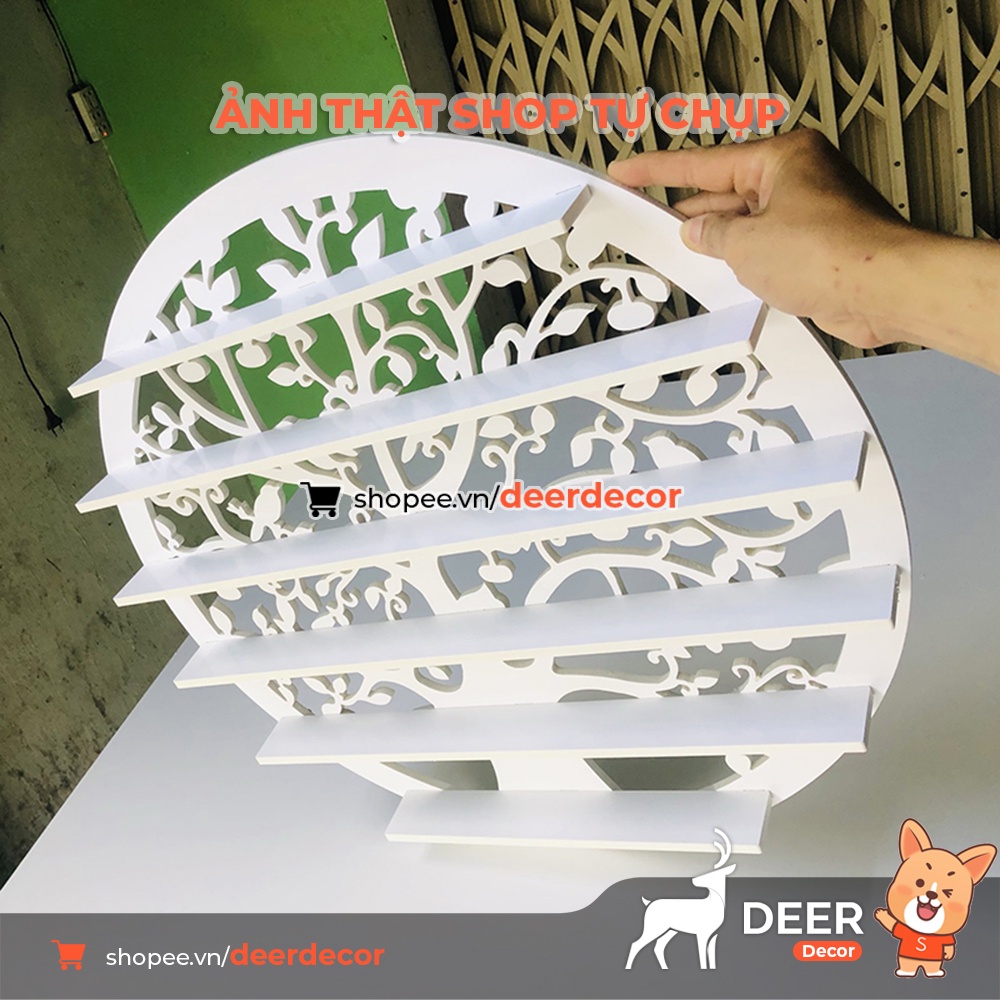Kệ Để Nước Sơn Móng Tay Hình Tròn Họa Tiết Hoa Lá - DEER DECOR