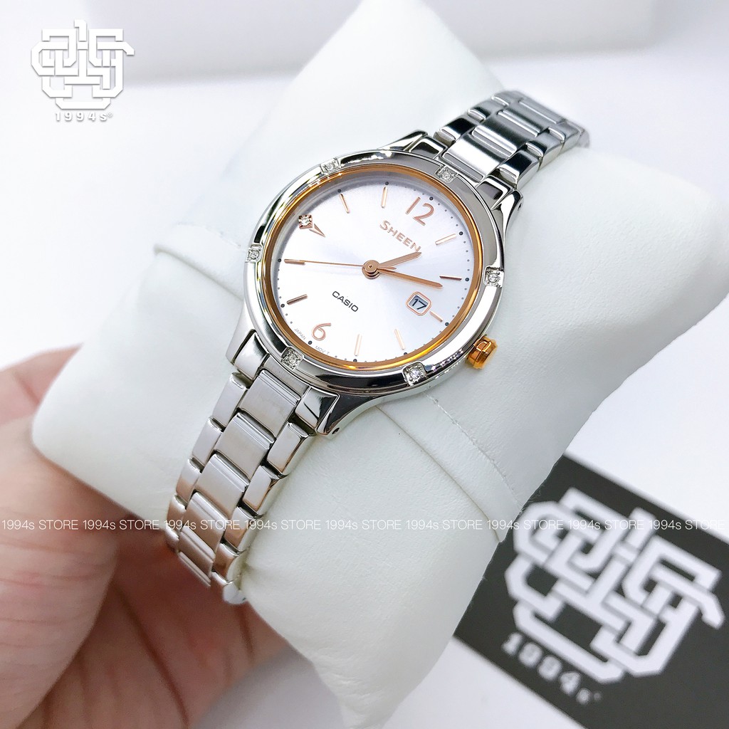 Đồng hồ nữ Casio Sheen SHE-4533 / SHE-4533D-7A mặt kính Sapphire chống chói, chống nước 50m, size 30mm, hàng chính hãng