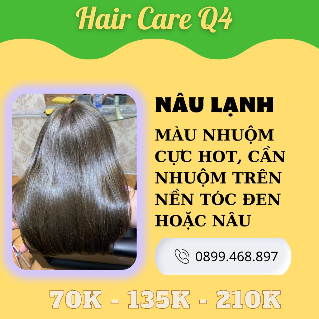 Thuốc nhuộm tóc màu nâu lạnh, nhuộm nâu ánh khói, nhuộm nâu trầm, màu nâu không sáng không tối - Hair Care Q4