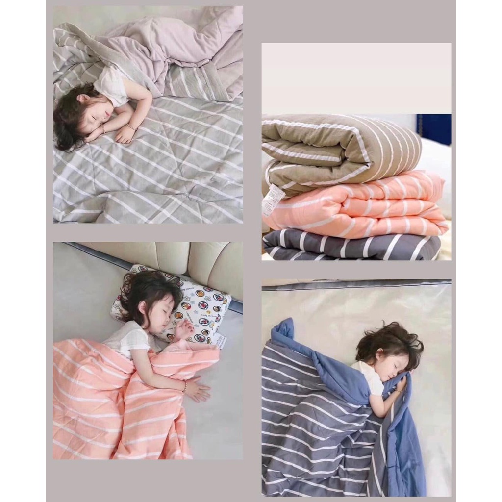 Chăn hè thu văn phòng Muji kẻ chất cotton đũi siêu mềm hàng xuất nhật cao cấp MiibooShi D1.092.NA