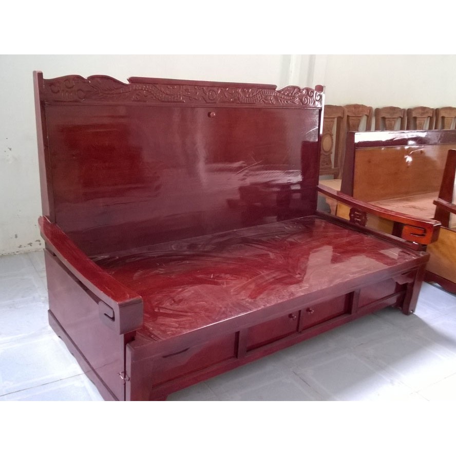 Ghế trường kỷ - đi văng - sofa giường gỗ xoan đào 01