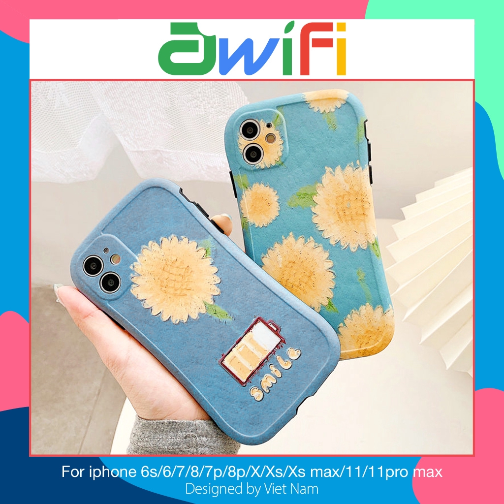 Ốp lưng iphone cong hoa hướng dương 5/5s/6/6plus/6s/6splus/7/7plus/8/8plus/x/xr/xs/11/12/pro/max/plus/promax- Awifi T3-1