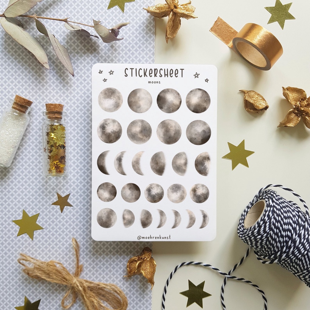 Watercolor Moons - Chuyên dán sổ | Bullet Journal Stickers, Watercolor Stickers, Moon Sticker, Journal
