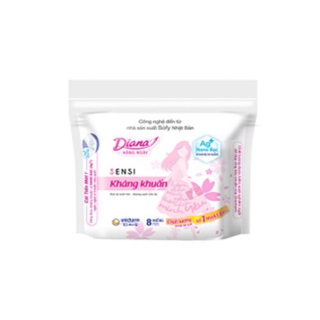 Băng vệ sinh Diana hàng ngày kháng khuẩn siêu thấm ( màu trắng 8 miếng )