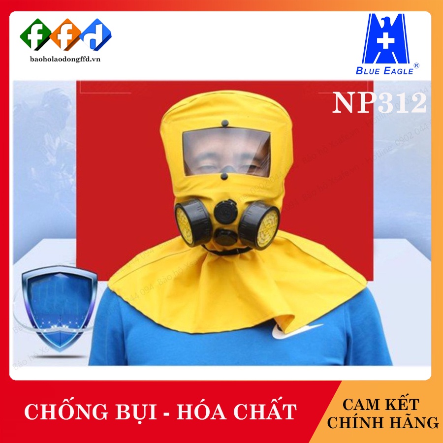 Mặt nạ chống hóa chất trùm đầu Blue Eagle NP312 vùng quan sát rộng, chống bụi, hóa chất, vi khuẩn